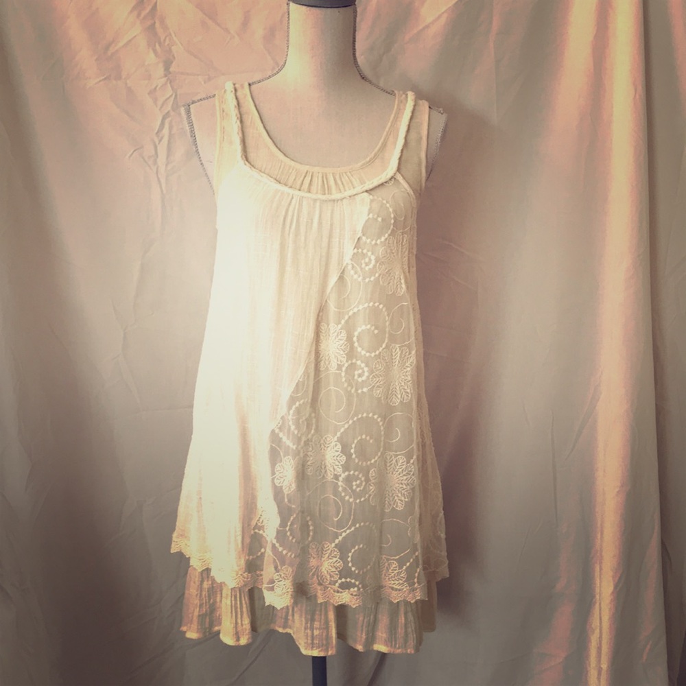 Blu Pepper Cream Dress with lace Large